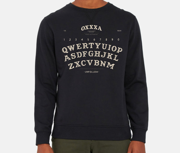 OXXXA Board - Black Crewneck Sweatshirt With Cream Ink