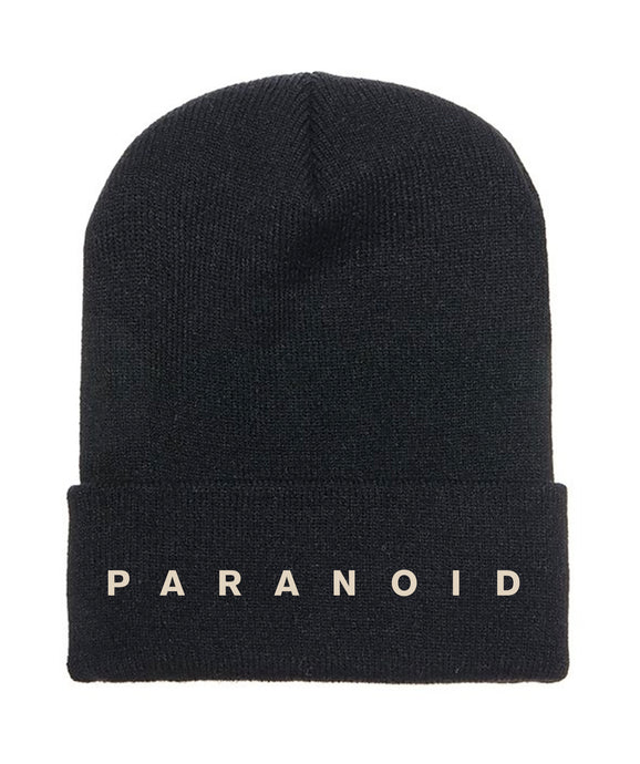 PARANOID - Embroidered Black Beanie